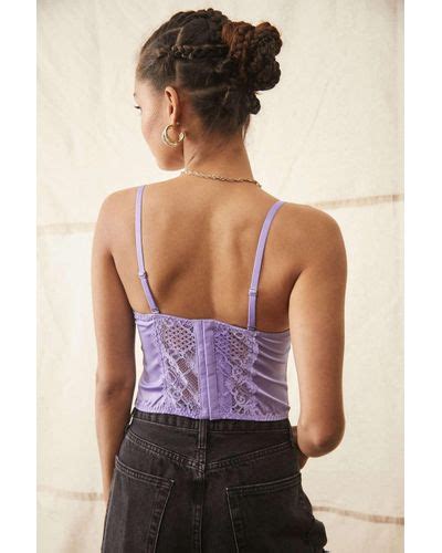 Urban Outfitters Uo Ava Lace And Satin Corset Top In Lilac Purple Lyst