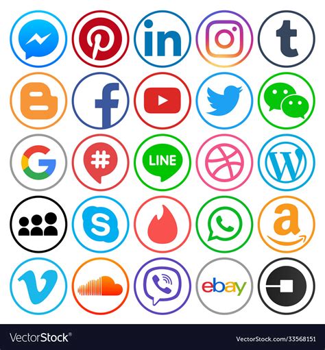 Round Social Media Icons Vector