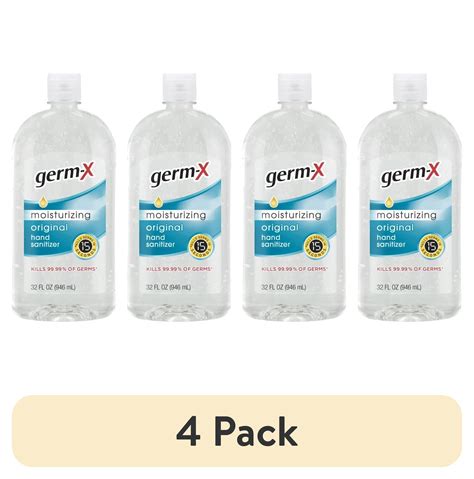 4 Pack Germ X Original Gel Hand Sanitizer With Pump Bottle Of Hand