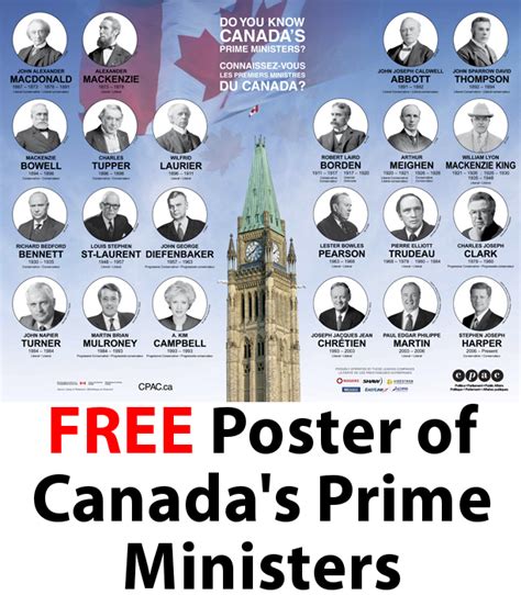 Canadian Freebies: FREE Poster of Canada’s Prime Ministers | Canadian ...