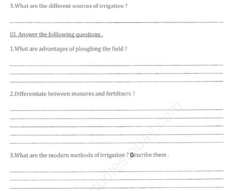 Cbse Class 8 Science Crop Production And Management Assignment