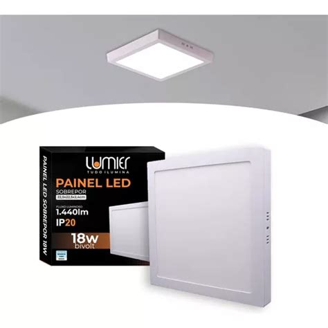 Painel Plafon Led W Quadrado Sobrepor Branco Frio V V