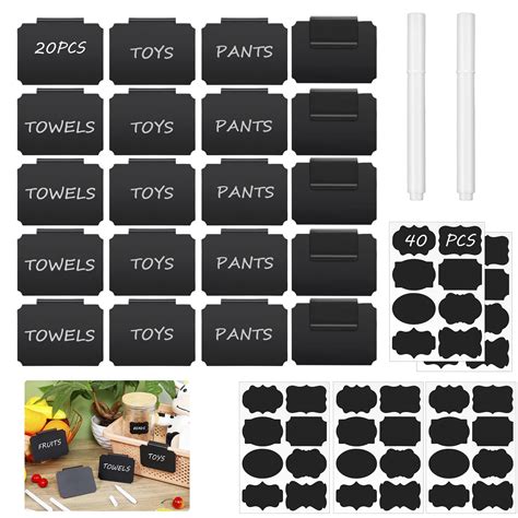 62 Piece Basket Labels Clip On For Storage Bins Removable Basket Tags