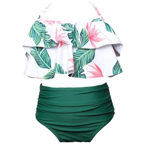 AJZIOJIRO Girls Bathing Suits Two Pieces Bikini Set Ruffle Swimwear Swimsuit For 2 12T Walmart