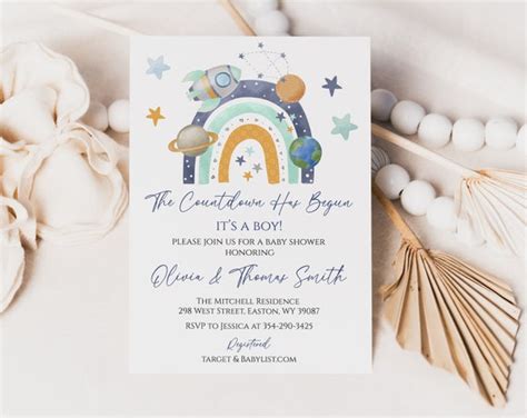 Outer Space Baby Shower Invitation Baby Boy Astronaut - Etsy