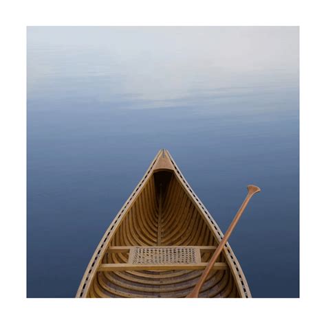 A Canoe With Two Oars Is Sitting On The Water