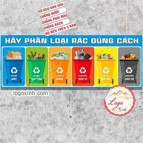 LOGO STICKER TEM DÁN HÃY PHÂN LOẠI RÁC THEO QUY ĐỊNH BẢNG PHÂN CHIA RÁC