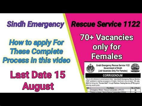 Sindh Emergency Rescue Service New Jobs Only For Females Govt Of