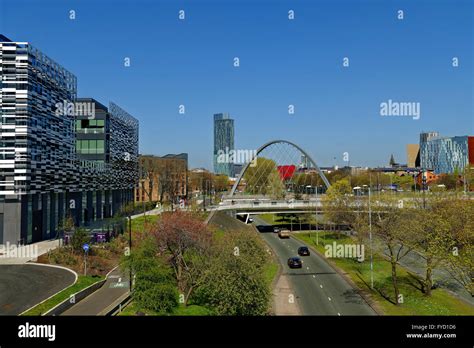 Older 2017 Manchester Skyline From South With Hulme Arch And Part Of