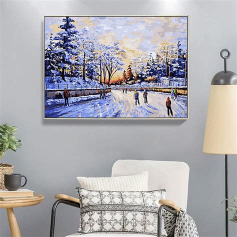 Buy Acrylic Diy Digital Canvas Kits Skier Oil Painting By Numbers For