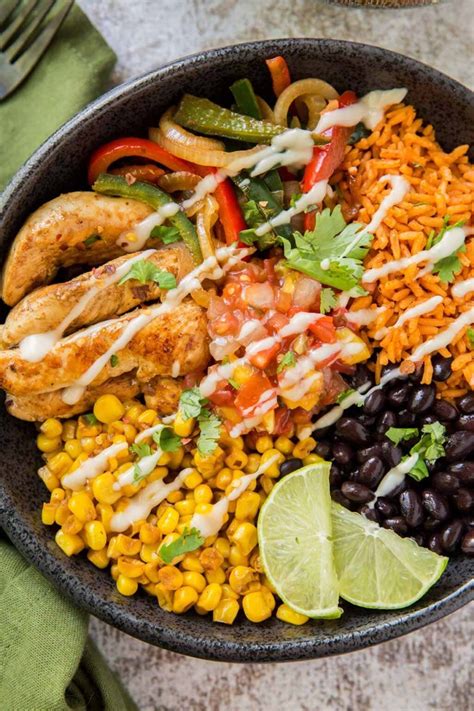 Healthy Chicken Fajita Rice Bowls