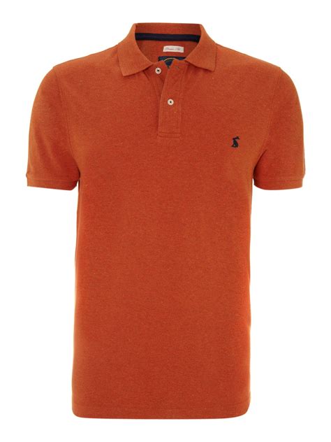 Joules Marled Cotton Polo Shirt In Orange For Men Burnt Orange Lyst