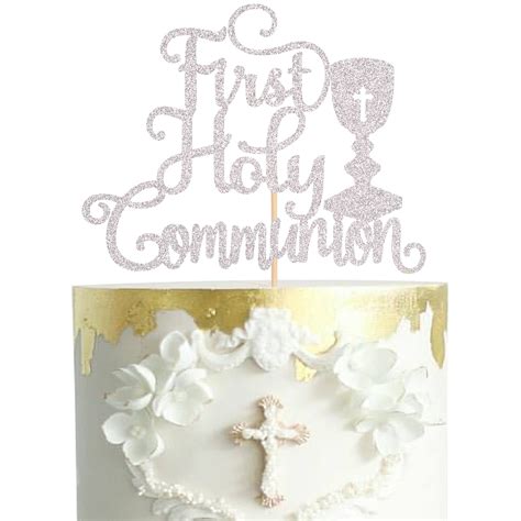 Buy 1 PCS First Holy Communion Cake Topper Glitter Baby Baptism