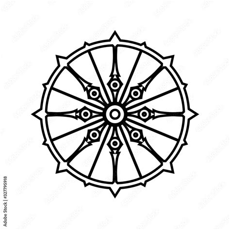 Konark Wheel Outline Icon Clipart Image Isolated On White Background