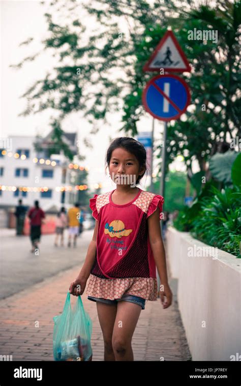 Luang Prabang Laos March 12 2017 Vertical Picture Of Lao Girl