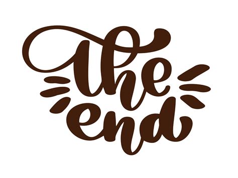 handdrawing The End Vector text lettering phrase, ornamental movie ending typography ...