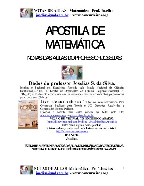 Apostila De Matem Tica P Ginas Joselias Uol Concurseiros