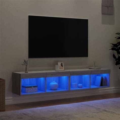 BOH Meubles TV avec lumières LED 2 pcs sonoma gris 80x30x30 cm tout