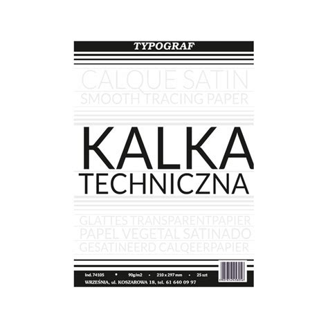 KALKA TECHNICZNA A4 90 G M2 25 SZTUK TYPOGRAF porównaj ceny Allegro pl