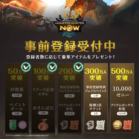 「monster Hunter Now（モンハンnow）」事前登録数が200万人を突破 300万人達成で手に入るアイテムも公開 Mogulive