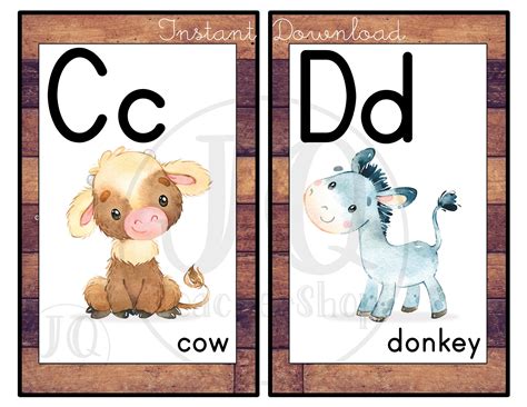 Printable Farm Theme Alphabet Wall Posters Classroom Decor Etsy Australia