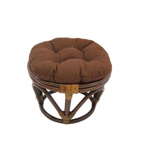 International Caravan 3301 Reo S10 Rattan Ottoman With Outdoor Fabric