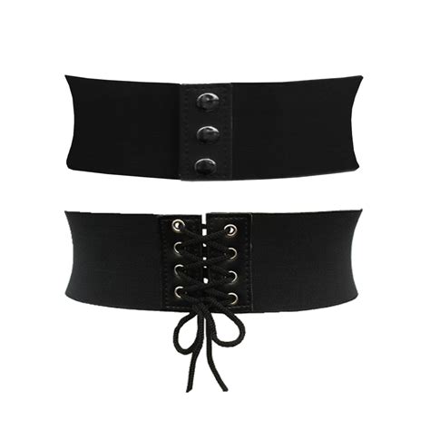 Black Butterfly Inch Wide Corset Button Fastening Lace Up Elastic