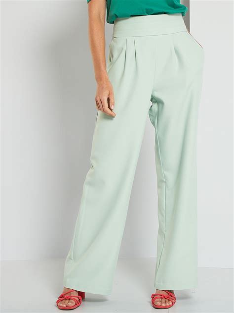 Pantalon Large Fluide Vert D Eau Kiabi