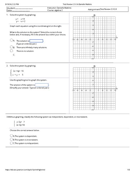 Algebra 2 Test Review (Chapters 2.3-2.6) by Watkins - Studocu