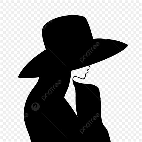 Silueta De Las Mujeres Con Un Sombrero Png Em Silueta Sombrero Png