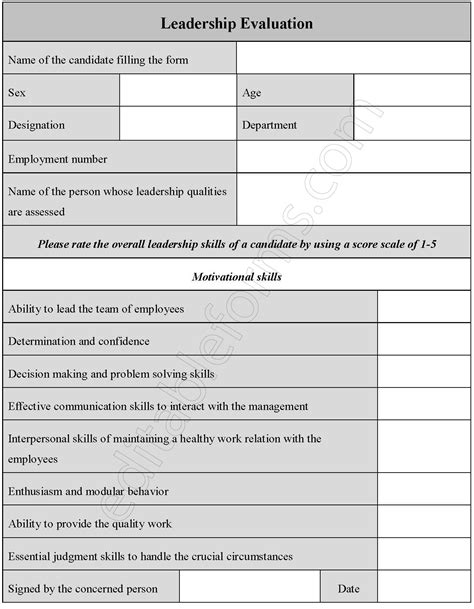 Leadership Evaluation Fillable Pdf Form Editable Pdf Forms