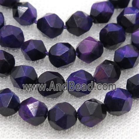 Purple Tiger Eye Stone Beads Starcut Faceted Round GB12223 8MM