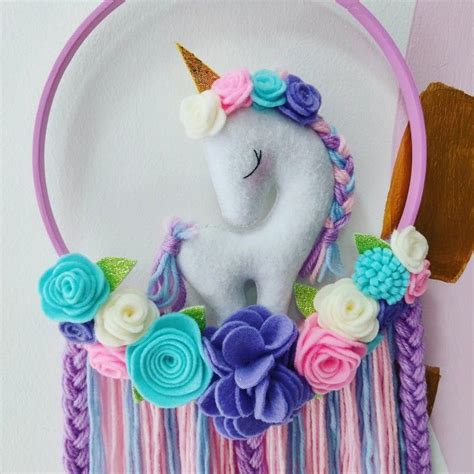 Unicornio en fieltro Porta moños Almohadas hechas en casa Unicornio