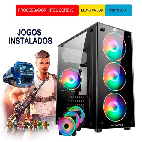 Pc Gamer Barato Intel Core I5 8gb Ssd 240gb Fonte 650w Promoção Nf No Shoptime