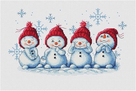 Snowman Cross Stitch Pattern Pdf Instant Download Cute Cross Etsy Snowman Cross Stitch