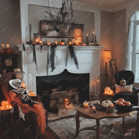 Premium AI Image | Haunted halloween in living room horror view