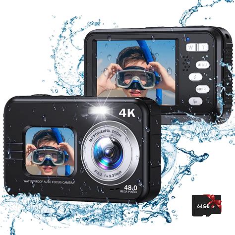 Jckduhan 4K Wasserdichte Digitalkamera 48MP Autofocus Unterwasserkamera