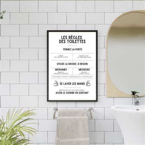 Affiche règles des toilette Affiche minimaliste à imprimer Décoration