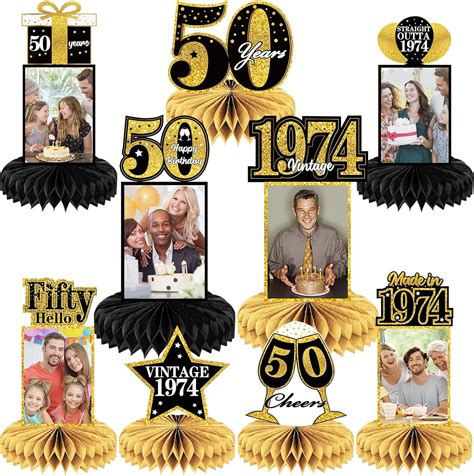 Uiorgui 50th Birthday Decorations Men 9pcs Black Gold 50th