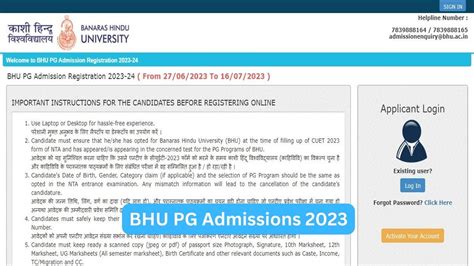 Bhu Pg 2023 Application Commences Check List Of Documents Required