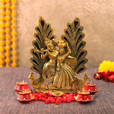 Buy Tied Ribbons Radha Krishna Idol Metal Golden Inch Radha