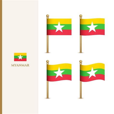 Premium Vector Waving Myanmar Flags 3d Vector Illustration Flag Of