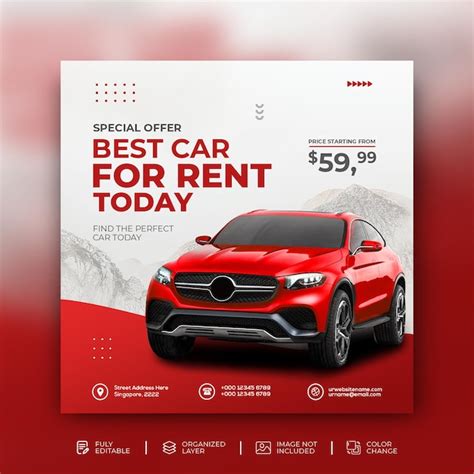 Premium Psd Car Sale Promotion Social Media Instagram Post Banner Template In Red Background