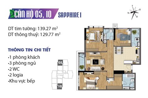 Thiết kế mặt bằng căn hộ tòa Sapphire 1 Goldmark City