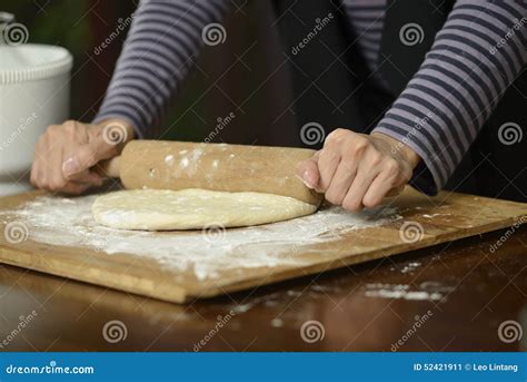 Hand Making Bread With Rolling Pin Stock Image Image Of Prepare Bake