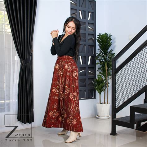 jual batik wanita modern jumbo rok batik klok variasi rampel rok batik