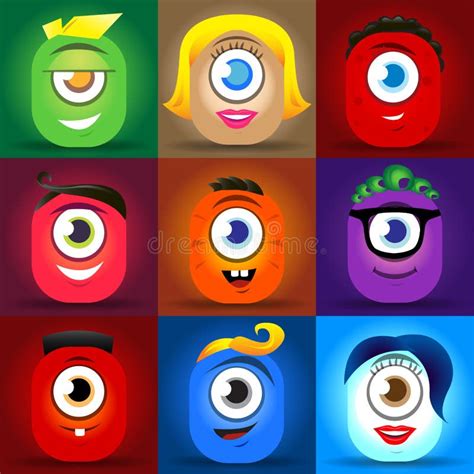 Cute Cartoon Monsters Collection Vector Set Of 4 Halloween Monster