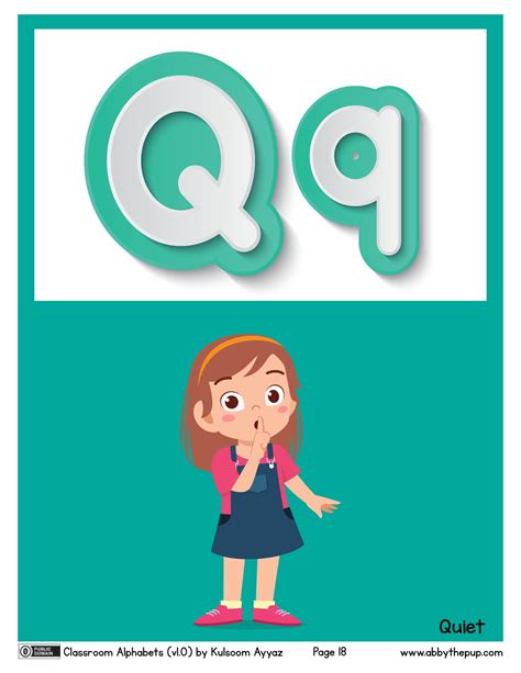 Letter Q Is For Quiet Flashcard Free Printable Papercraft Templates