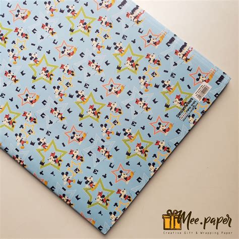 Jual Kertas Kado Sansan Wawa Motif Mickey Mouse Blue Star Bungkus