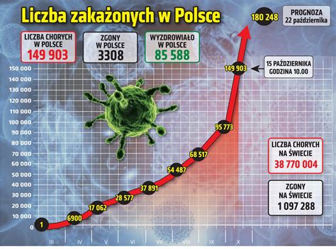 Koronawirus w Polsce Statystyki wykresy grafiki 15 października